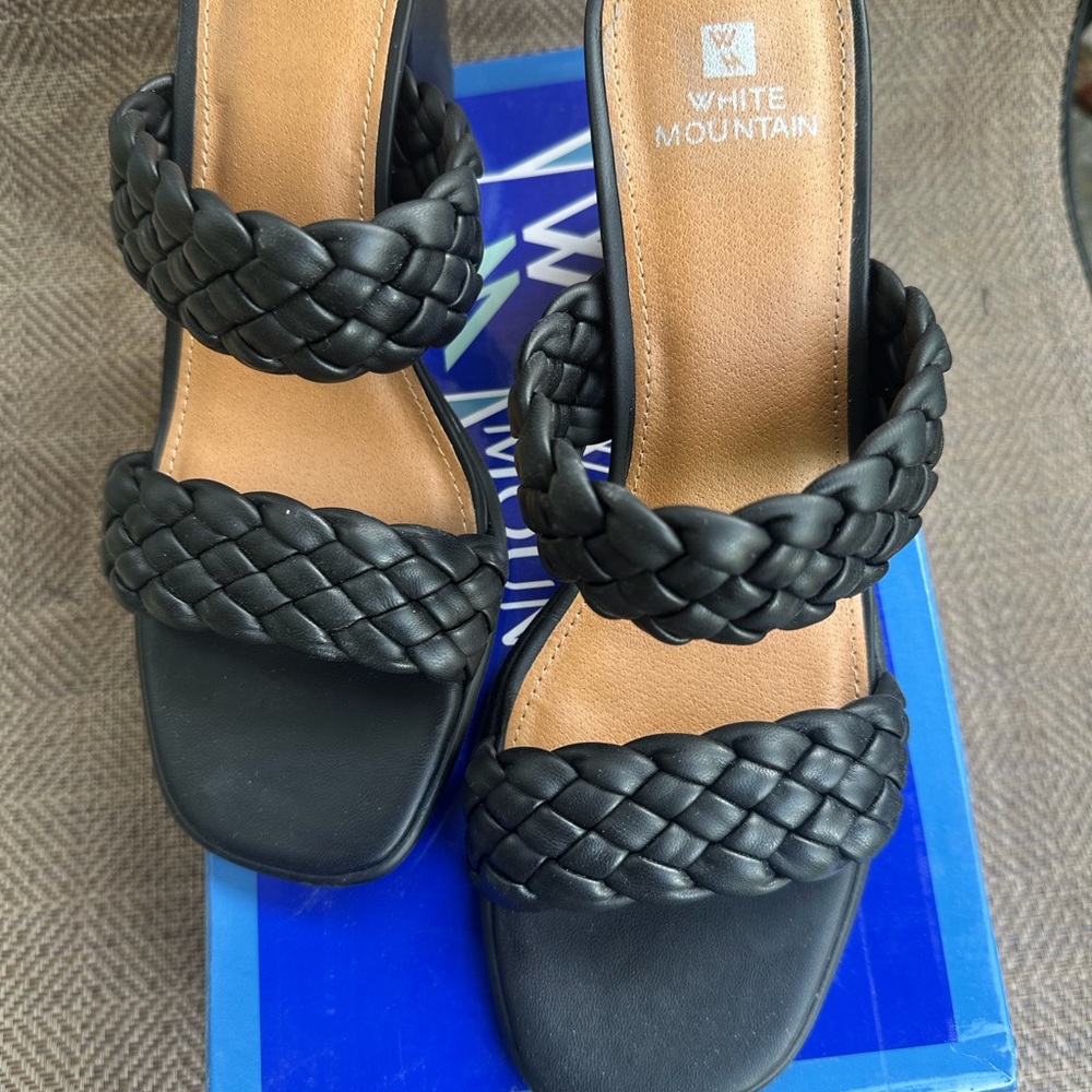 White Mountain Women's Black Braided Sandals